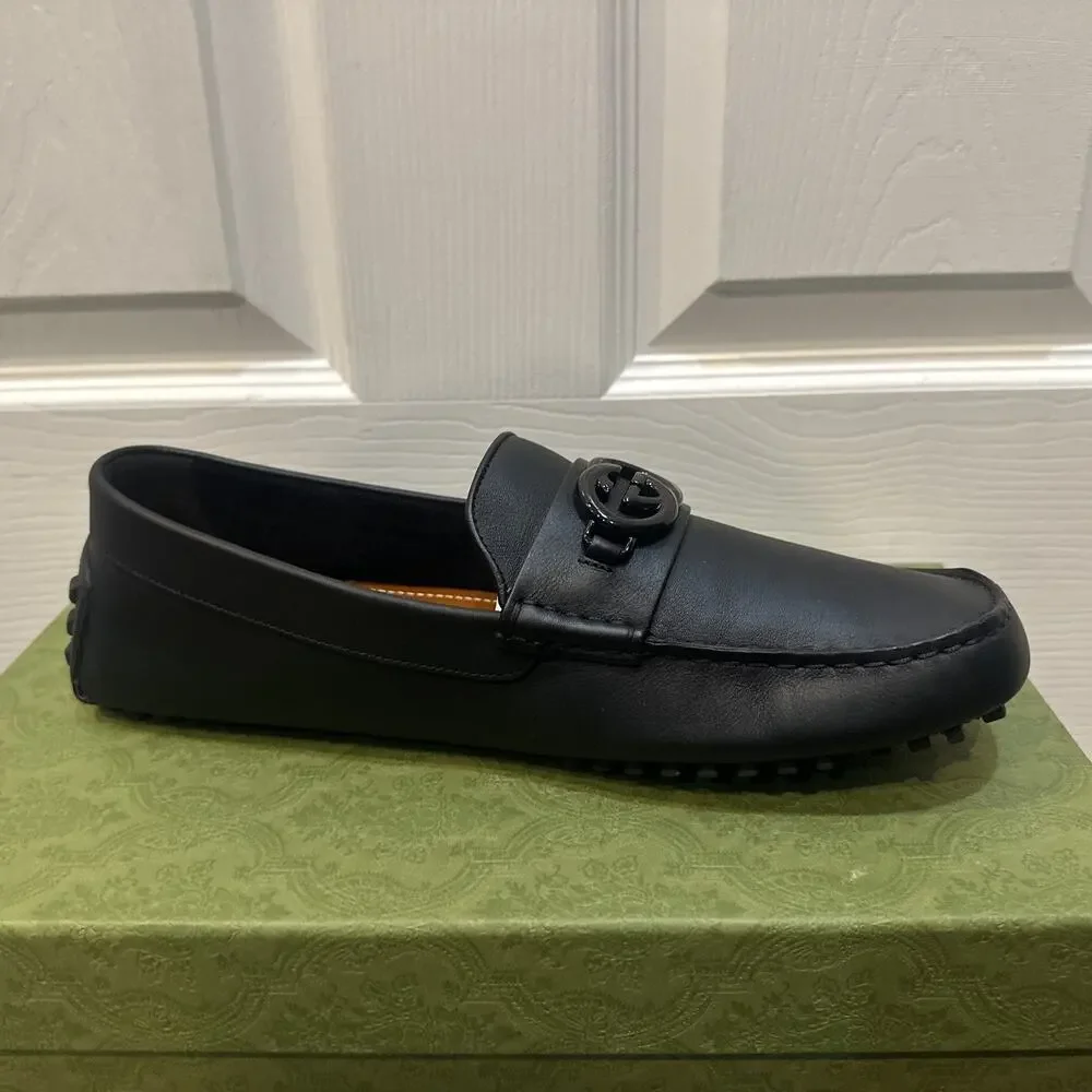 AUTHENTIC GUCCI INTERLOCKING G MOCCASINS LOAFERS 692379 GG 11.5 (fits USA 12.5)